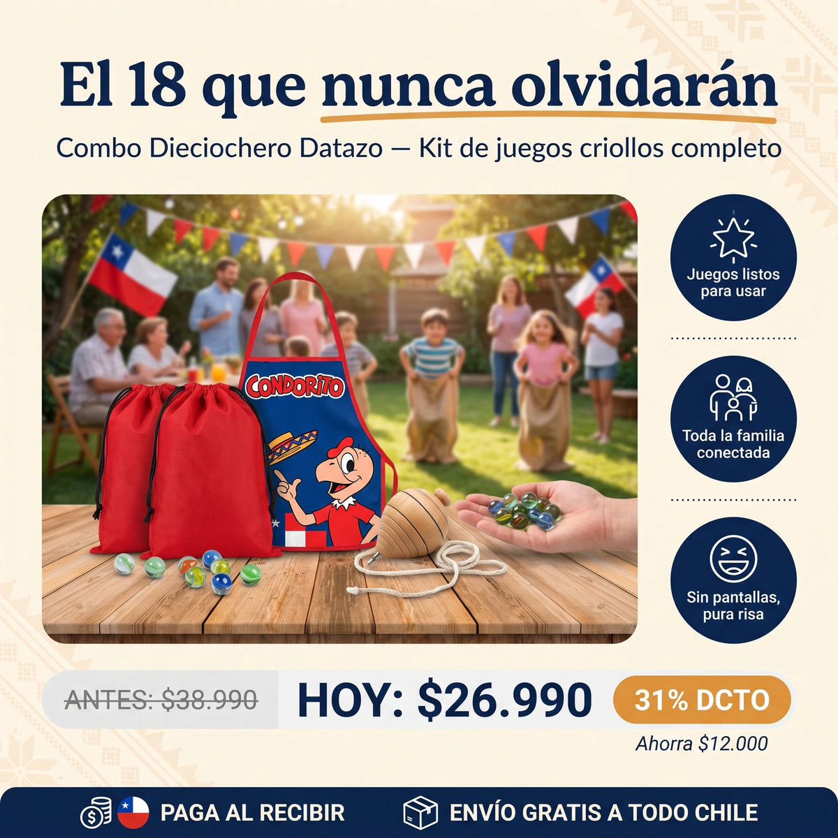 Combo Dieciochero Datazo — Juegos Criollos Completos para Toda la Familia