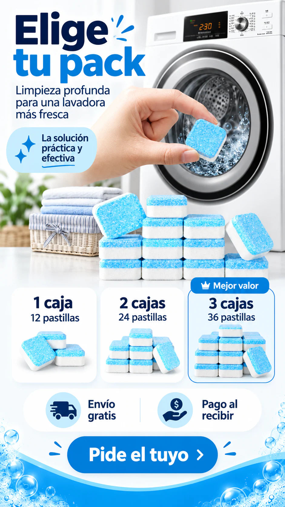 Cuida el tambor. Limpieza con pastillas