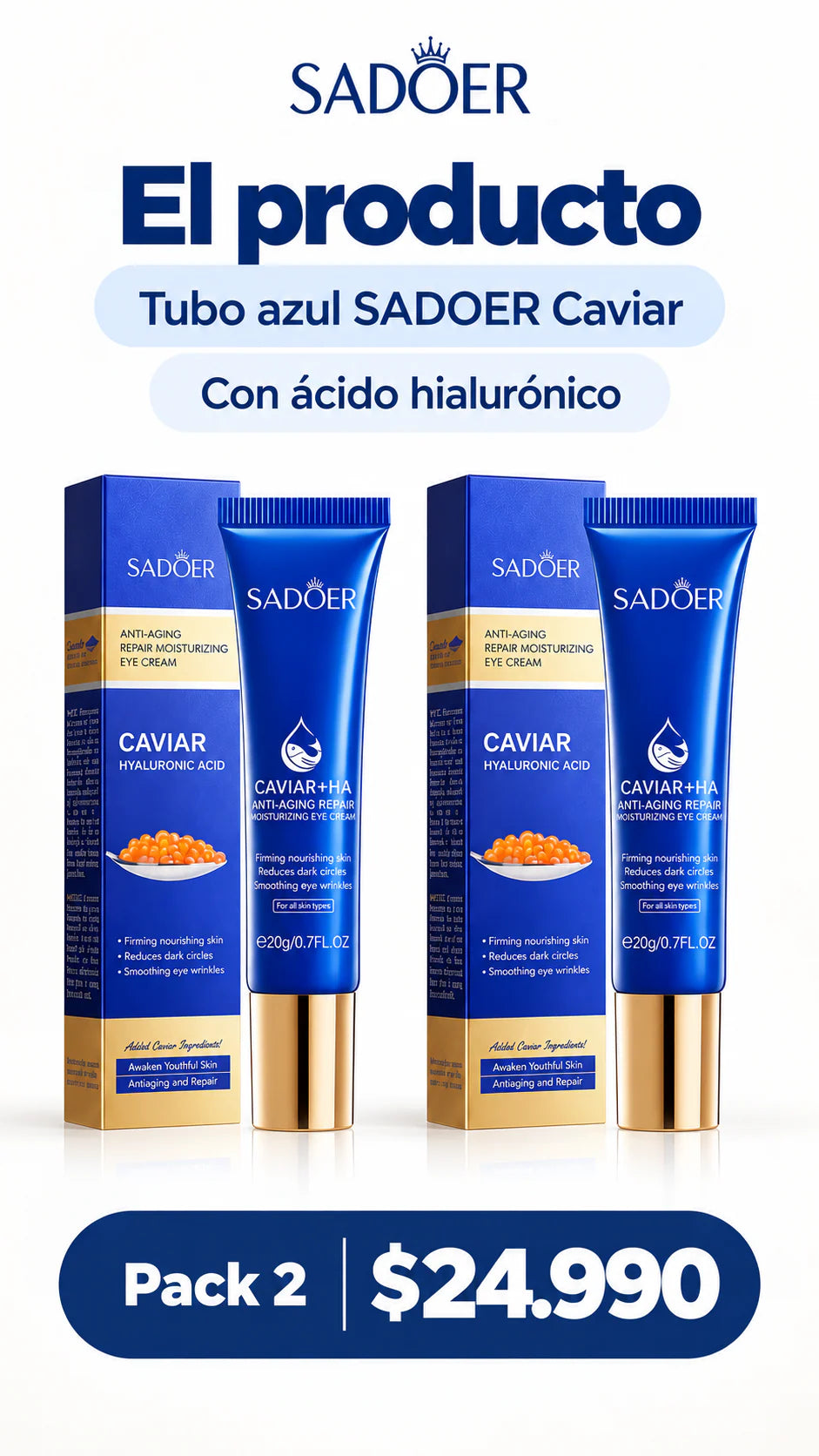 El producto. Tubo azul SADOER Caviar